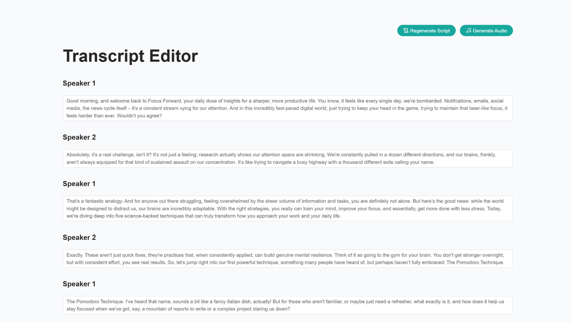 aipodify editable podcast script