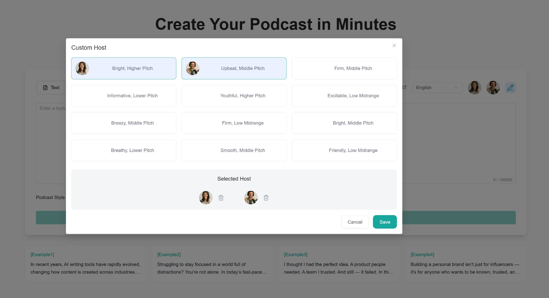 scegli l'host del podcast