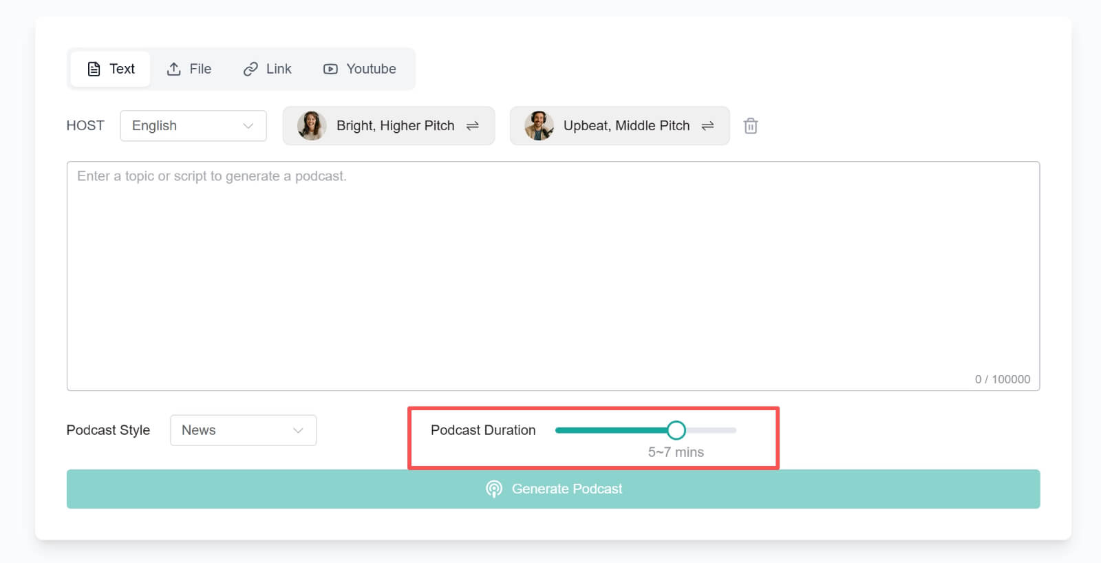 choose podcast length