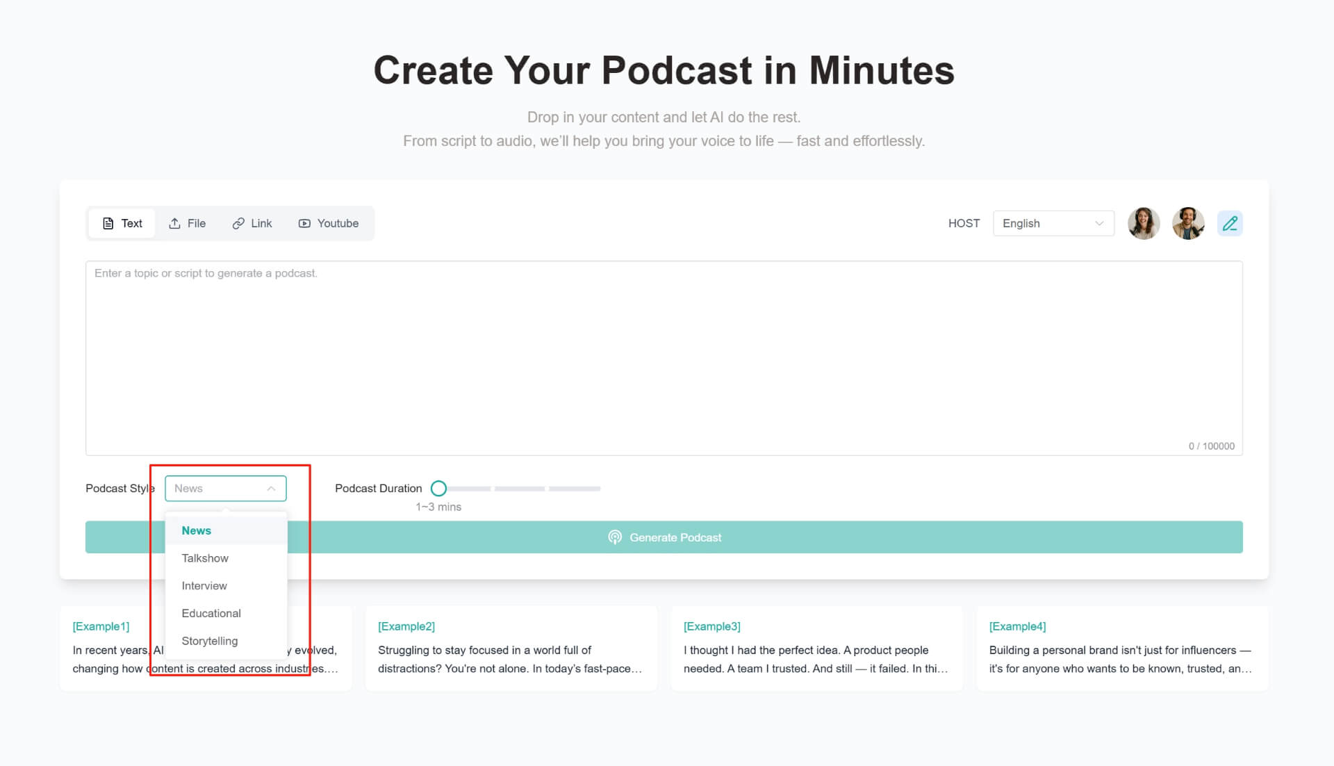 scegli lo stile del podcast