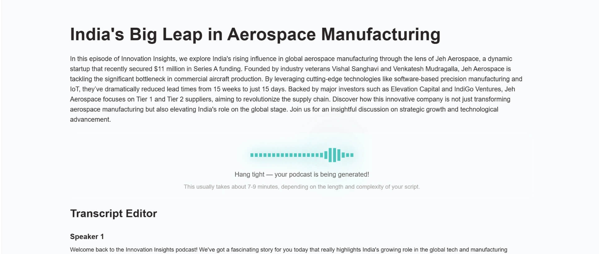 generate podcast audio with aipodify
