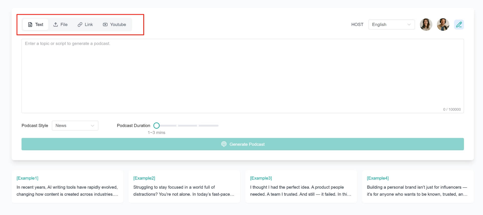 Inserisci contenuti in aipodify